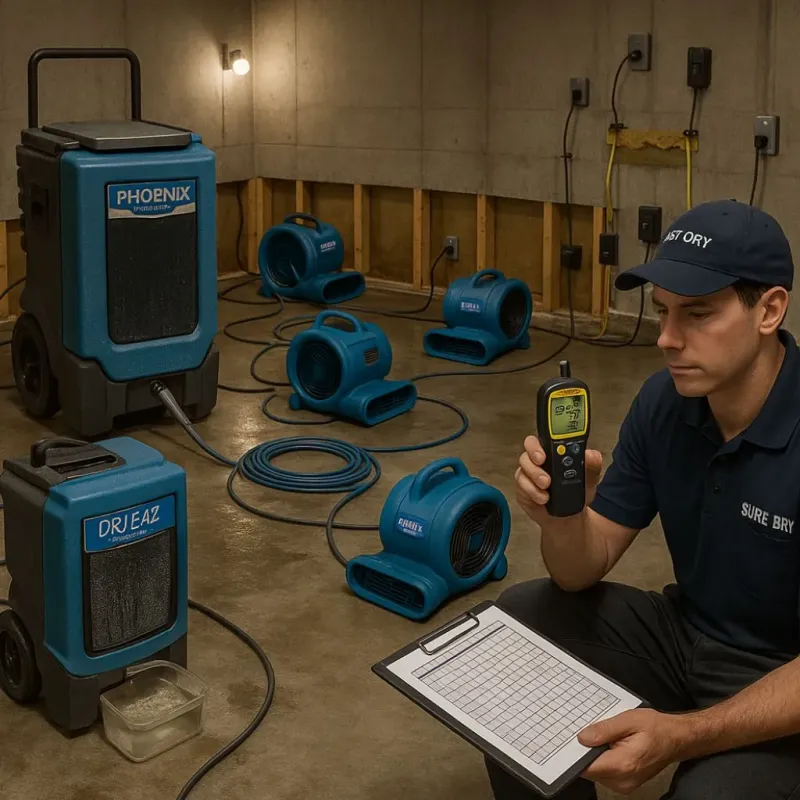 Structural Drying and Dehumidification process in Fort Stewart, GA